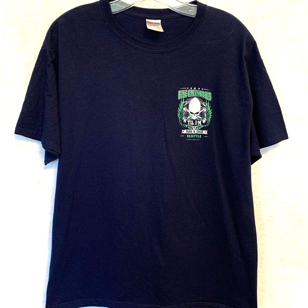 Seattle Seahawks Blue Green & Bold T Shirt Short Sleeve Size Large